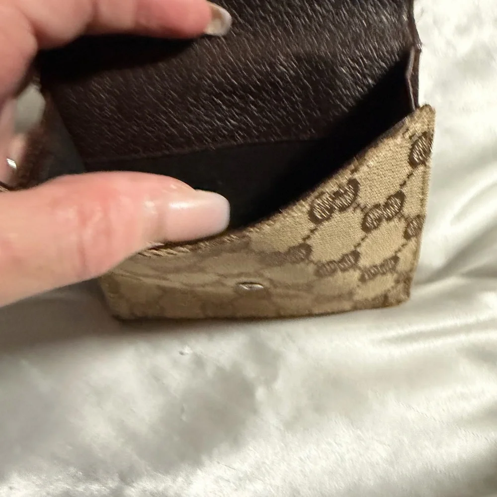 Gucci tan brown GG jacquard snap wallet with silver-tone button - Picture 3 of 8